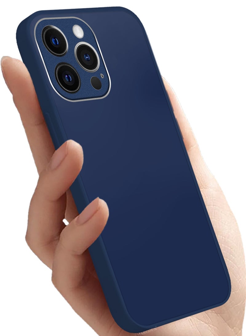 CATANES HiCool Glossy Hard TPU Case for iPhone 13 Pro - Full Coverage , Anti Finger Print , Anti Yellowing , Shockproof Slim Fit Design- Dark blue - Image 4